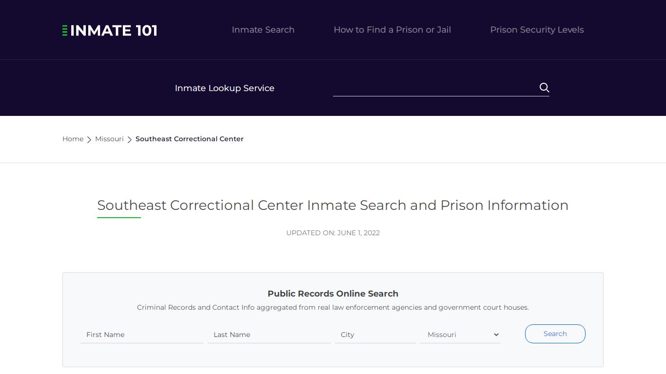 Southeast Correctional Center Inmate Search, Visitation, Phone no ...